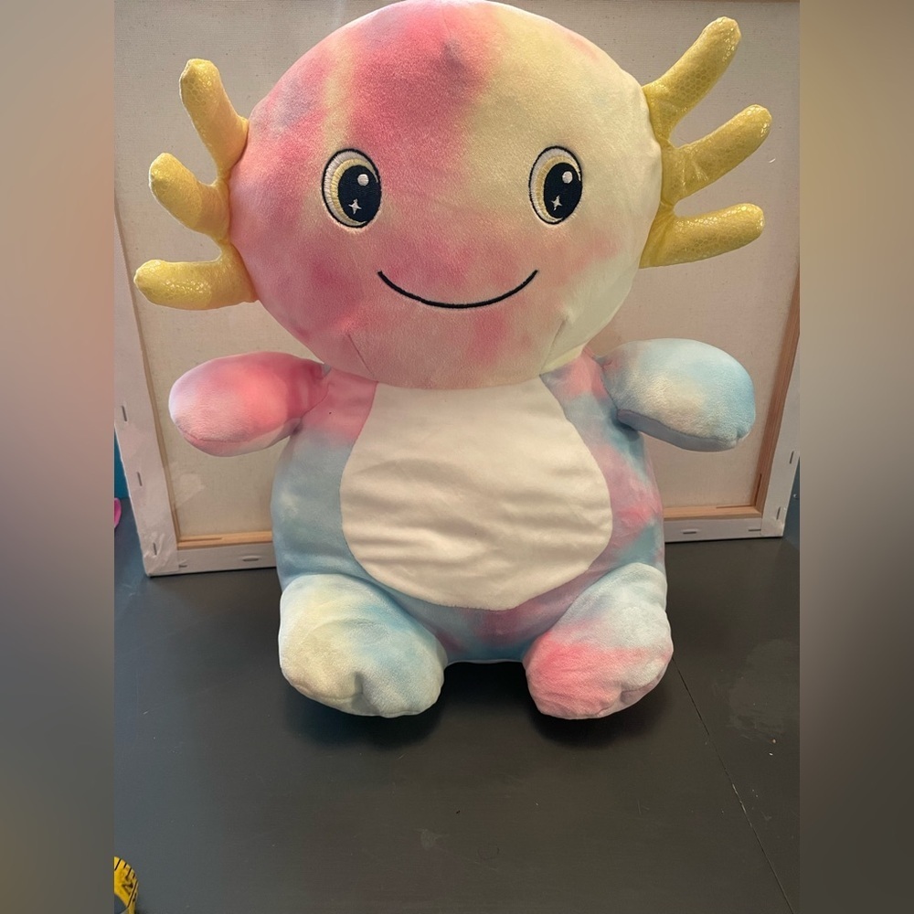 Squishy Axolotl Plush Multicolored Tie-Dyed Stuffed Animal 15" Plush Axolotl Toy